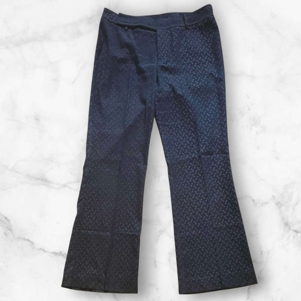 Mexx Women’s Classic Black Dress Pants Size 14 Flare Leg Rare Geometric Pattern